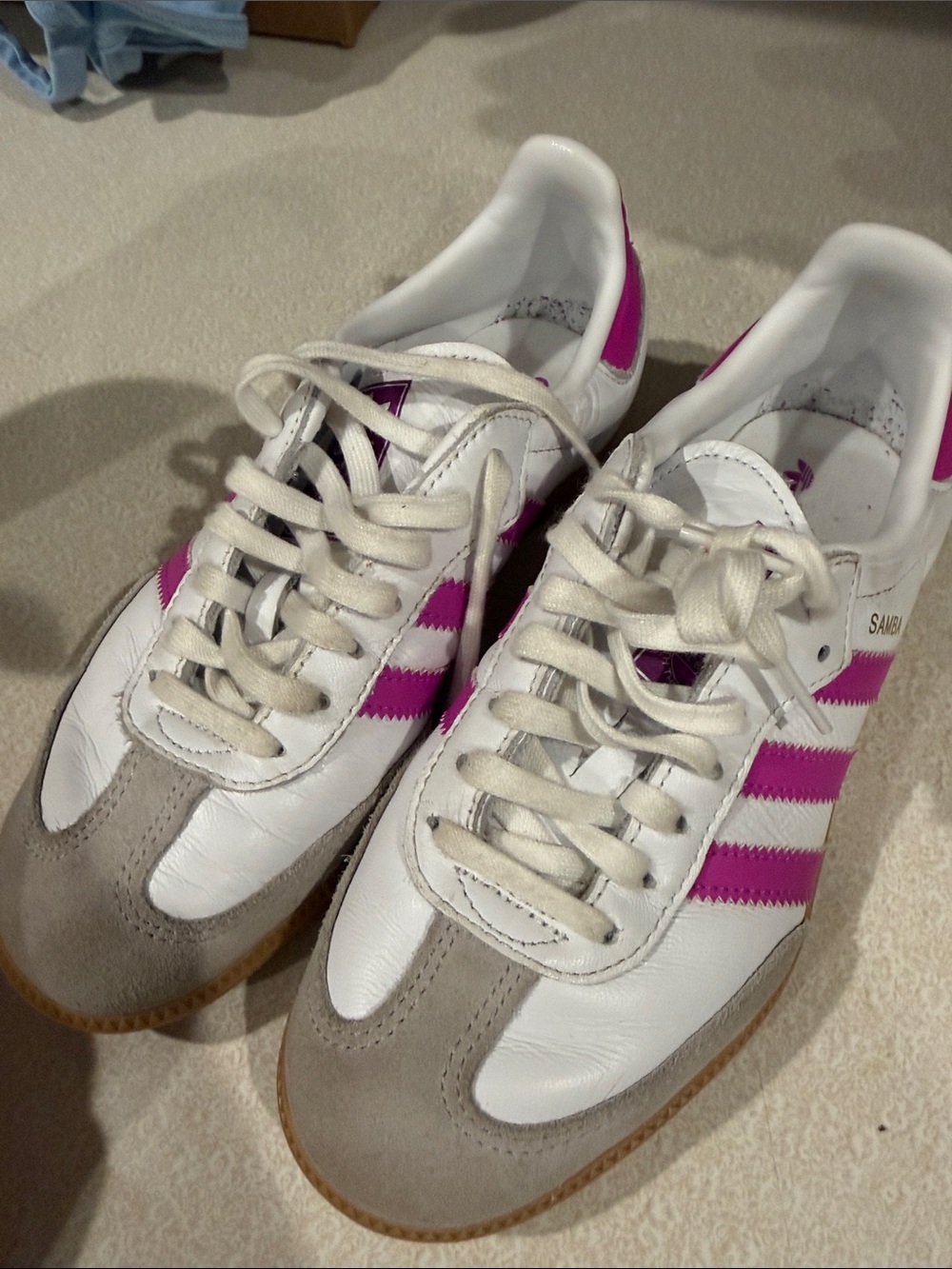 adidas Women's White & Pink Retro Samba Sneakers